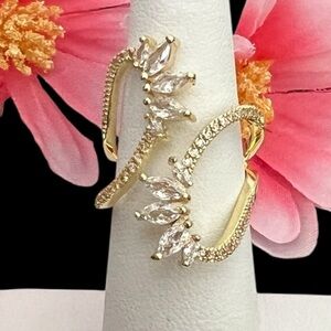 Gold plated & clear CZ Design ring
